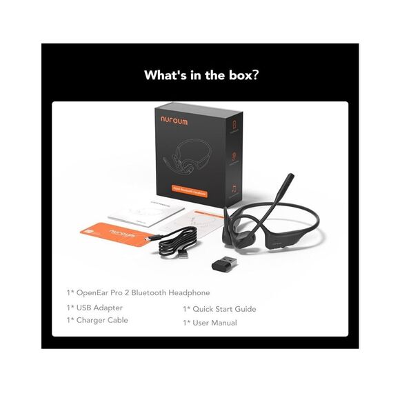 NUROUM OpenEar Pro 2 Headphones with Mic, Noise Cancelling Microphone, Bluetooth - Picture 8 of 8